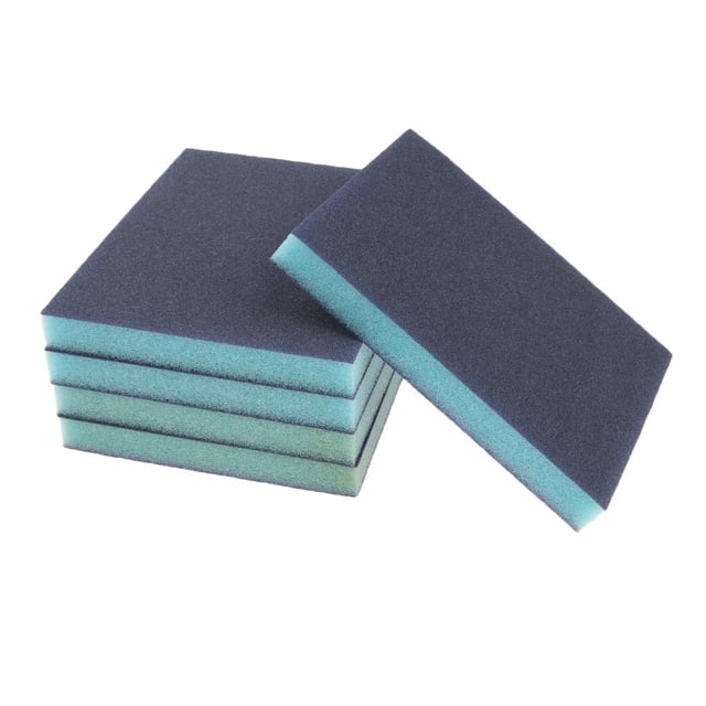 5 esponjas de lijado de grano grueso/mediano para carpintería con revestimiento de esmeril azul, grano 120 Sharpla Esponja para lijar áreas pequeñas