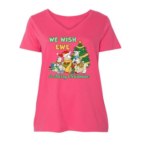 

Inktastic We Wish EWE a Merry Christmas Women s Plus Size V-Neck