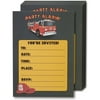 24-Pack Fill-in Party Invitation Cards Fire Truck Style Invites Card w/Envelopes