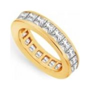 Fine Jewelry Vault UBAGVYSQ400CZ1603 CZ Eternity Band 4 CT Princess Cut AAA CZ Eternity Band in 18K Yellow Gold Vermeil