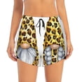thumbnail image 2 of Yiaed Leopard Gnomes Print Women's Running Shorts with Liner 3 Zipper Pockets Elastic Workout Athletic Gym Yoga Shorts-Medium, 2 of 7