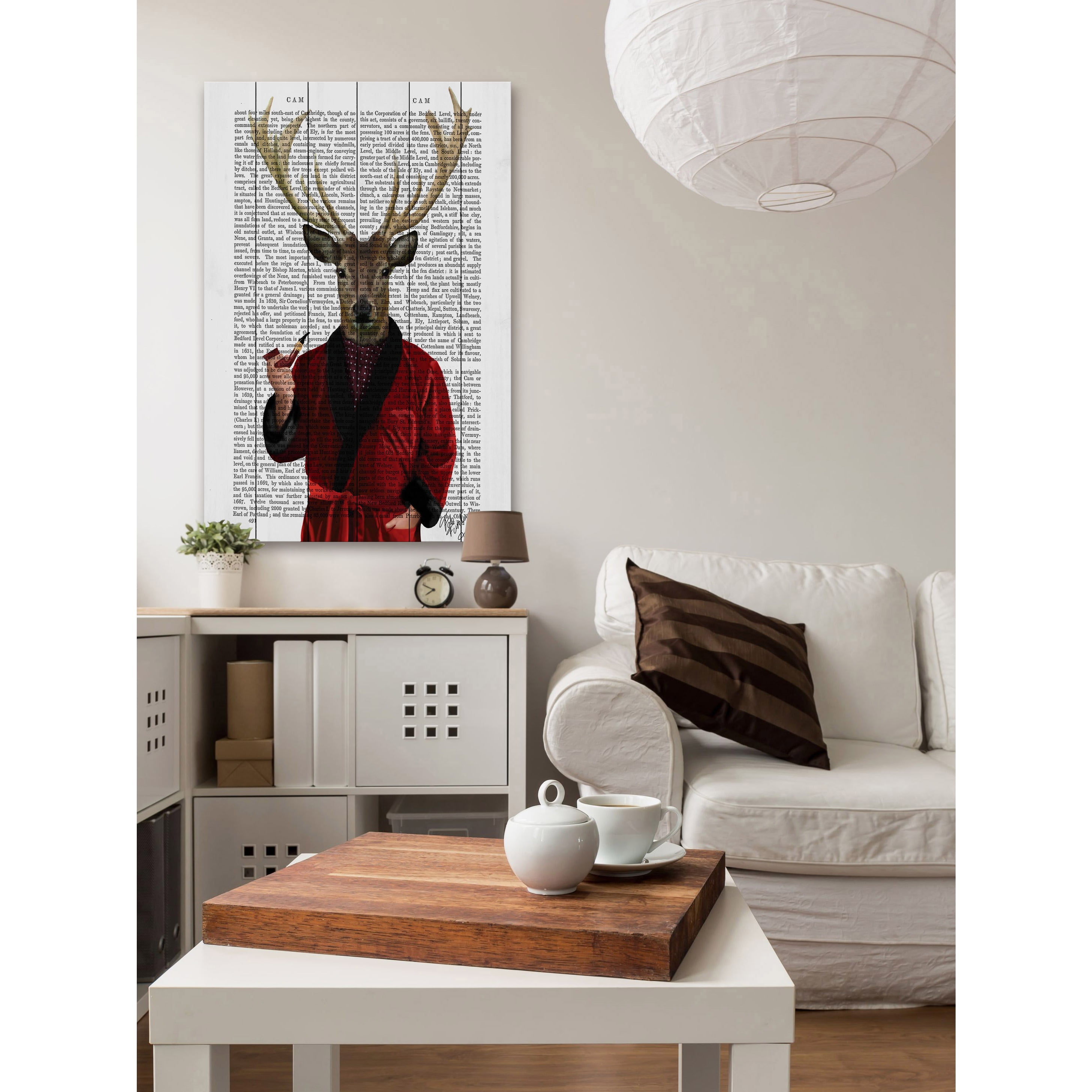 Marmont Hill "Deer in Smoking Jacket" Painting Print on White Wood