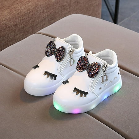 

Relanfenk Baby Shoes Kids Girls Bowknot LED Luminous Boots Sport Sneakers Shoes