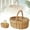 Khaki, variant on Wicker Picnic Basket with Handle,Woven Rattan Storage Basket for Easter,Garden Harvest,Vegetables,Fruits, Candy,Portable Hamper for Organizing,Wedding,Toy,Flower,Outdoor Picnicking Home Decor