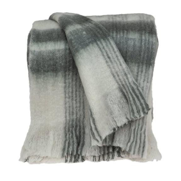 Parkland Collection Stella Gray Woven Handloom Throw Blanket, 52 x 67 Decorative Couch Throw