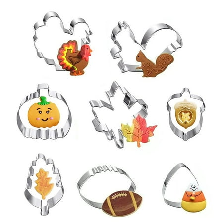 

8Pcs Stainless Steel Cookie Cutters Thanksgiving Cookies Molds Baking Molds for DIY Biscuits Fudge Chocolate