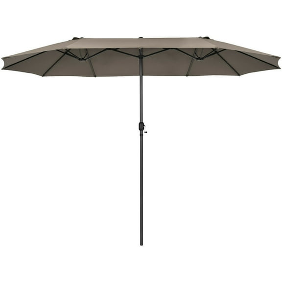 YYAo Large Sun Umbrella, Umbrella Canopy, 15 Feet Patio Double-Sided Umbrella with Hand-Crank System-Brown