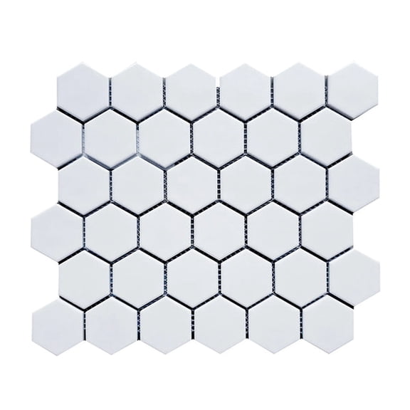 2-in Soft Gray Hexagon 13-in x 11-in Matte Porcelain Mosaic Floor and Wall Tile(1-sq. ft/ Piece)