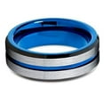 thumbnail image 3 of Silly Kings Jewelry 8mm Blue Tungsten Wedding Band - Brushed - Blue Tungsten Ring (8), 3 of 4