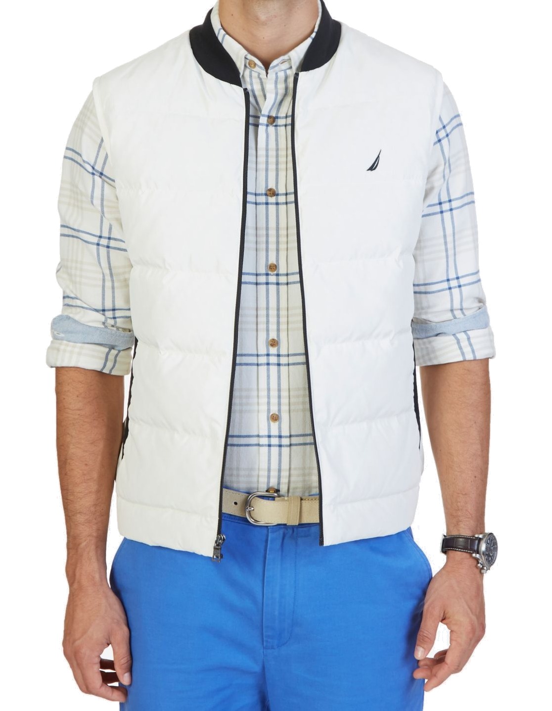 Nautica Nautica NEW White Ivory Black Mens Size XL Quilted Puffer