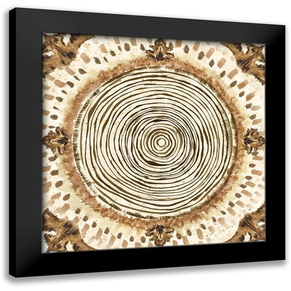 Tre Sorelle Studios 12x12 Black Modern Framed Museum Art Print Titled - Warm Tribal Texture Medallion III
