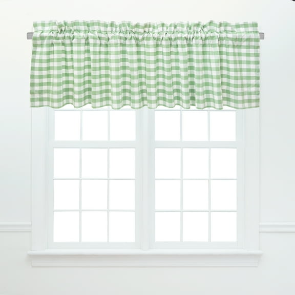 Ashford Sage Green Gingham Checkered Gingham Cotton 16" x 72" Curtain Valance