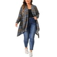 thumbnail image 1 of Unique Bargains Cardigan Grande Taille pour Femmes Léger Manches Longues Ouvert devant Rayé Bleu 3X, 1 of 6