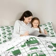 thumbnail image 3 of Castle Fairy Cute Excavator 7-Piece Bedding Comforter Set for Child,Geometric Lattice King Bedding Sets,Black Green Ultra Soft Bed Sheets,Lightweight Room Decor, 3 of 8
