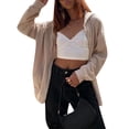 thumbnail image 3 of ZAXARRA Veste à Capuche Zippée pour Femmes à Manches Longues Couleur Unie avec Cordon de Serrage, 3 of 9