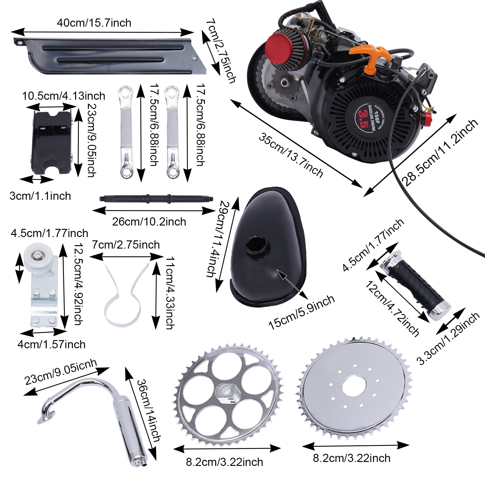 Miumaeov 100cc 4 Stroke Bike Engine Full Kit Gas Motorized Motor Bicycle Modified Engine Bicycle Kit Single Cylinder Bike Engine