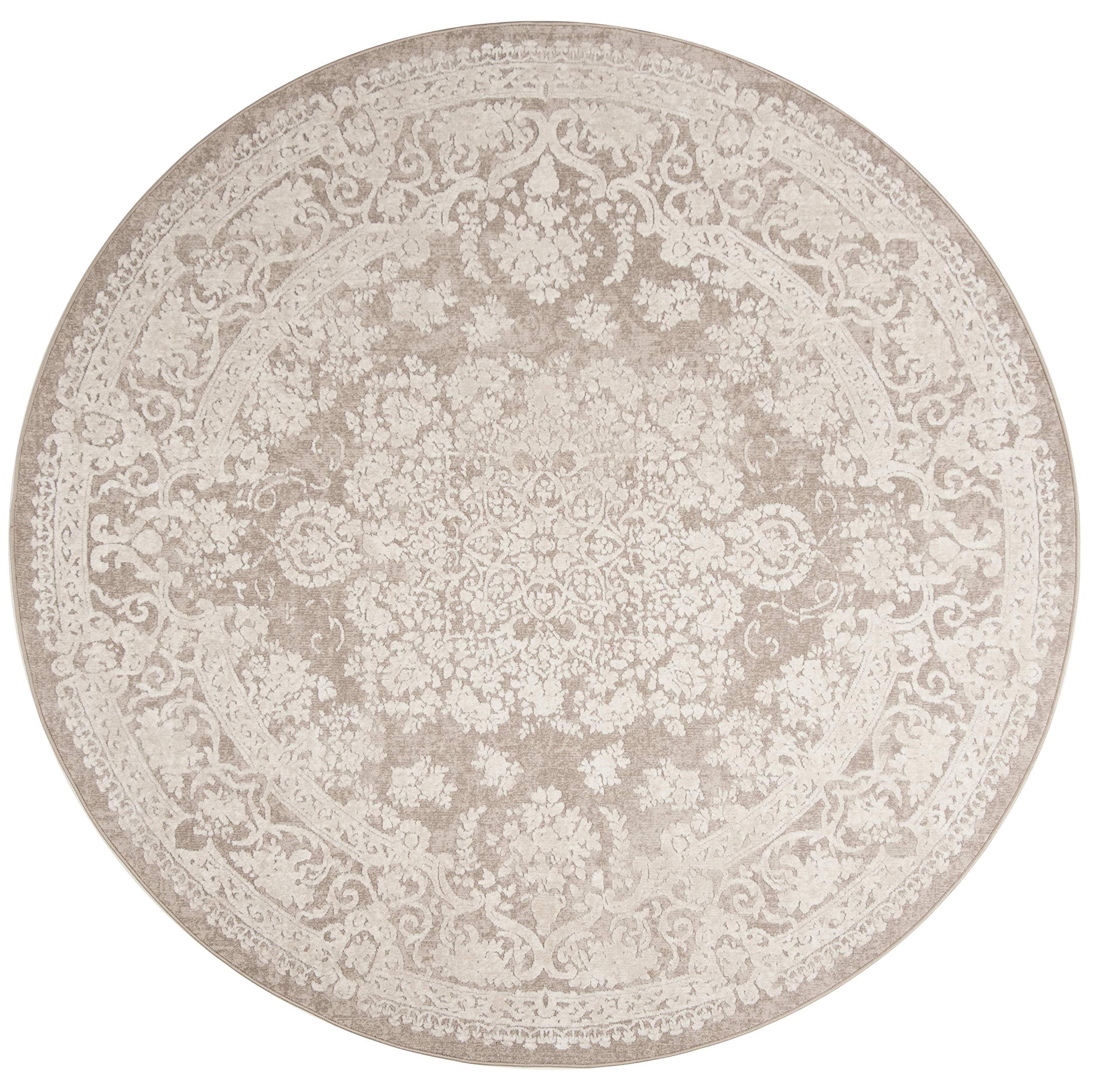 SAFAVIEH Reflection Sophia Traditional Area Rug, Beige/Cream, 5' x 5' Round