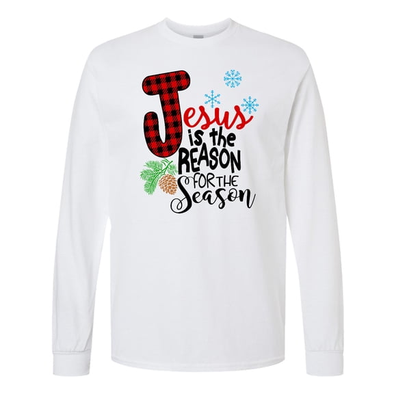 Inktastic Jesus is the Reason for the Season Pinecone and Snowflakes Long Sleeve T-Shirt