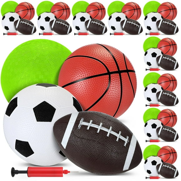 RoundFunny Pack of 36 Operation Christmas Balls Bulk with Pump for Kids 5" Deflated Soccer Basketball Football 6.3" Playground Balls Christian Charit