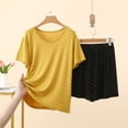 thumbnail image 2 of ROHUUQUE Women Solid Pajama Set Short Sleeve Crew Neck Top & Shorts 2 Piece Sleepwear, 2 of 4