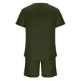 thumbnail image 4 of Wyobmus Workout Sets for Men Two Piece Short Tracksuits Solid Color Casual Short-Sleeved Sweatsuit Summer Crew Neck Sport Wear Set Olive Green, 4 of 5