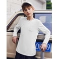 thumbnail image 2 of Arshiner Boys Long Sleeve Shirts Casual Crewneck T Shirt Solid Tees Tops with Chest Pocket, 2 of 6