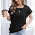 thumbnail image 3 of Uvplove Women's Summer Loose Casual Short Sleeve Chiffon Top T-Shirt Blouse,Black,M, 3 of 14
