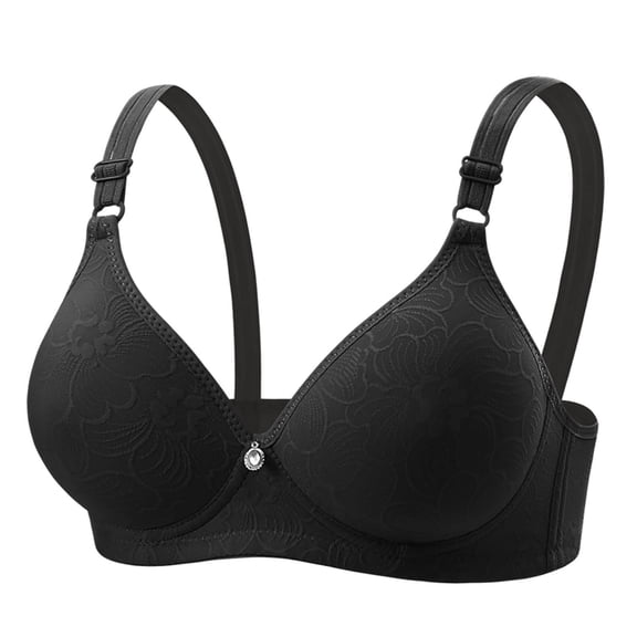 VONCOS Womens Wireless Comfort Bra Black Seamless Molded Cup T-Shirt Bra Light Support Everyday Wirefree Bra,Size S