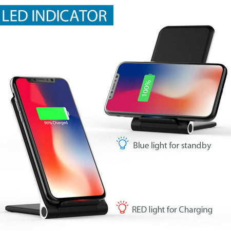 Zoeview Qi 10W Fast Wireless Charger,  Charging Stand Station Dock Pad for iPhone Xs Max/XS/XR/X,Samsung Galaxy Note 9/S9/S9 Plus