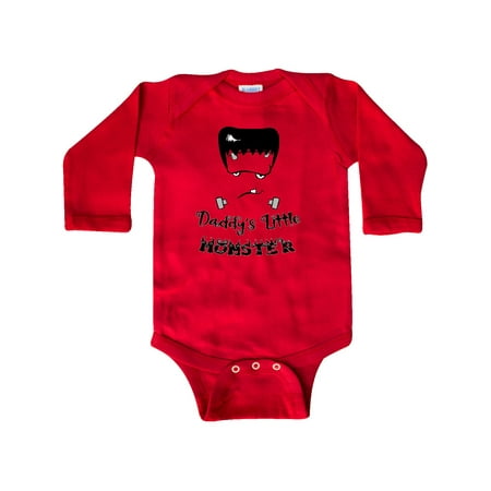 

Inktastic Halloween Baby Frankenstein Daddy s Little Monster Gift Baby Boy or Baby Girl Long Sleeve Bodysuit