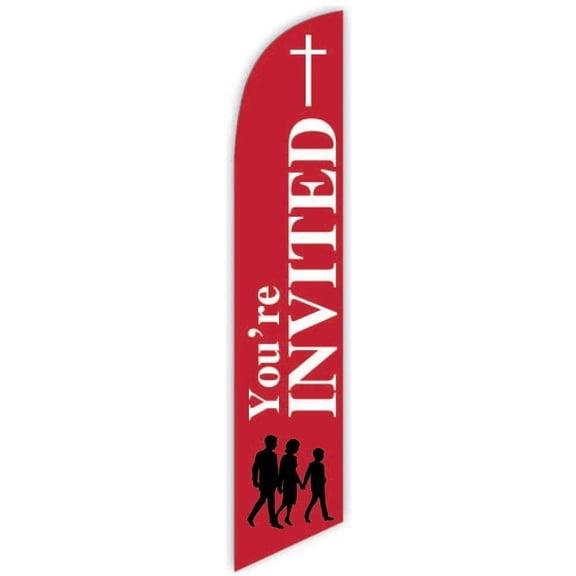 Cobb Promo You are Invited Red Advertising Feather Flag 12ft - Replacement Flag Only Without Poleset