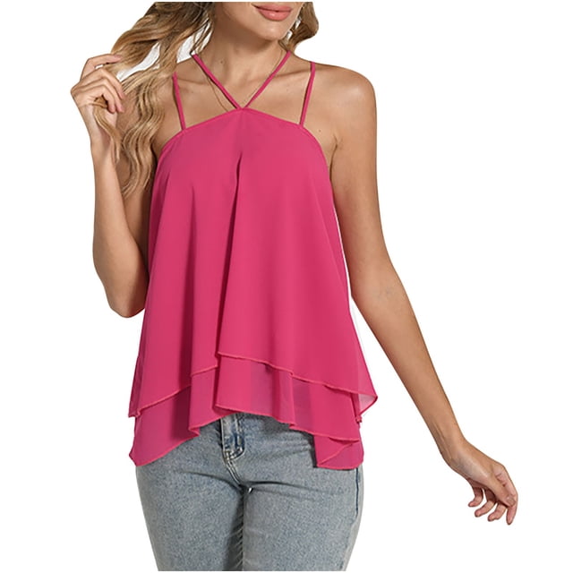 Timegard Tank Tops for Women Mesh Back Button Ruffle Flowy Blouse Summer Beach Casual Loose Tops Blouse