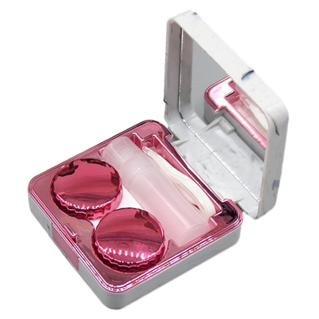1 Uds. Estuche para gafas de contacto cuadrado de mármol galvanizado exquisito estuche complementario para pupila de belleza