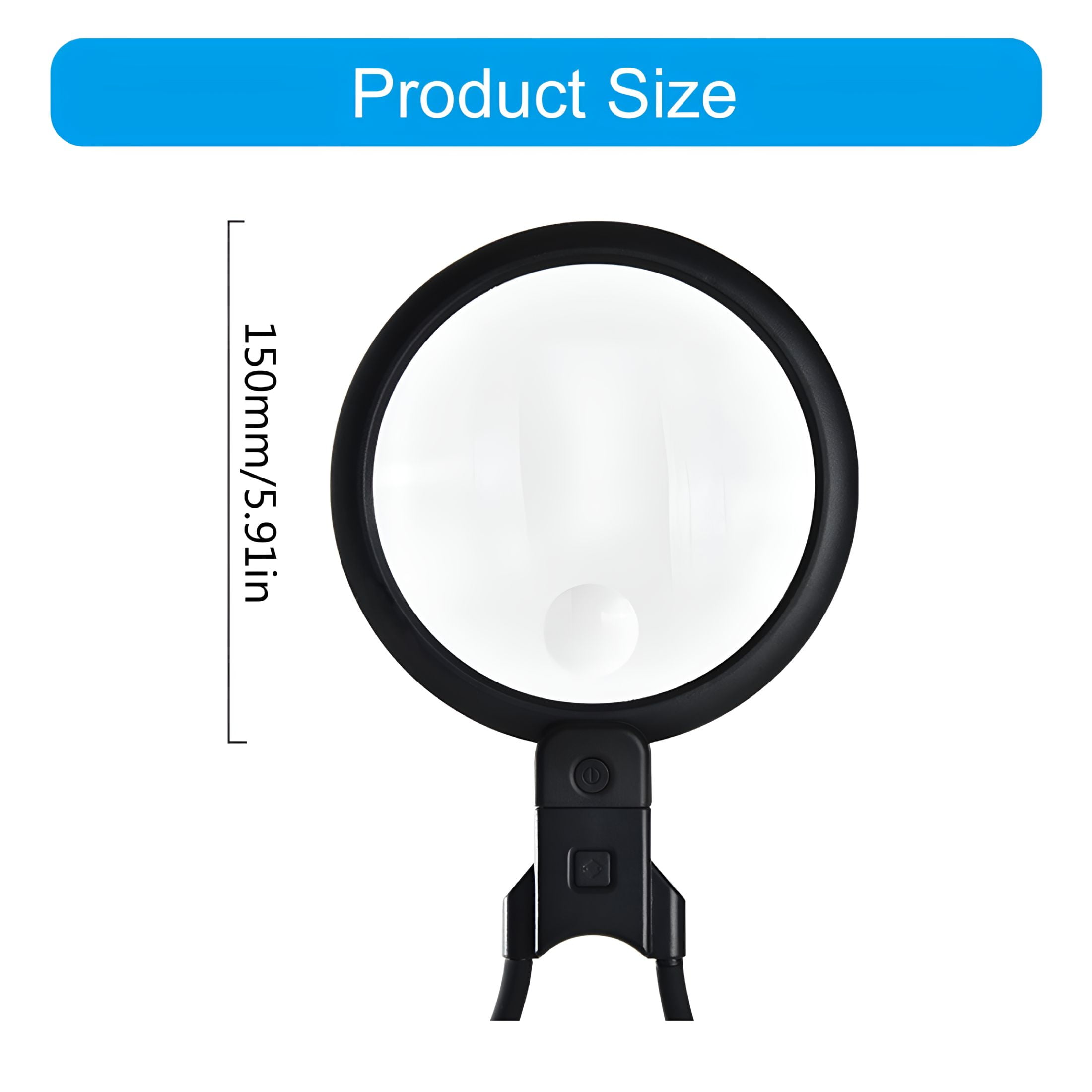GJX Easy Carry Magnification Tool with Light Neck Wearable Glass Rechargeable Magnifier Glass for Senior Reading Needs Magnifying Glass with Light