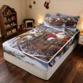 thumbnail image 3 of Manfei Santa Zipper Twin Comforter Sets with Fitted Sheet and 2 Pillowcases Reindeer Zipper Bedding Set, Lilac White, Reversible, 3 of 7