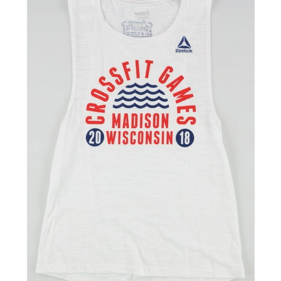 Reebok Womens Madison Wisconsin 2018 Muscle Tank Top, White, Small