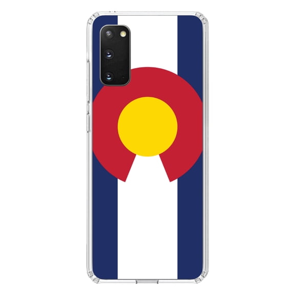 DistinctInk Clear Shockproof Hybrid Case for Galaxy S20 ULTRA / 5G (6.9" Screen) - TPU Bumper, Acrylic Back, Tempered Glass Screen Protector - Colorado State Flag - US State Flag