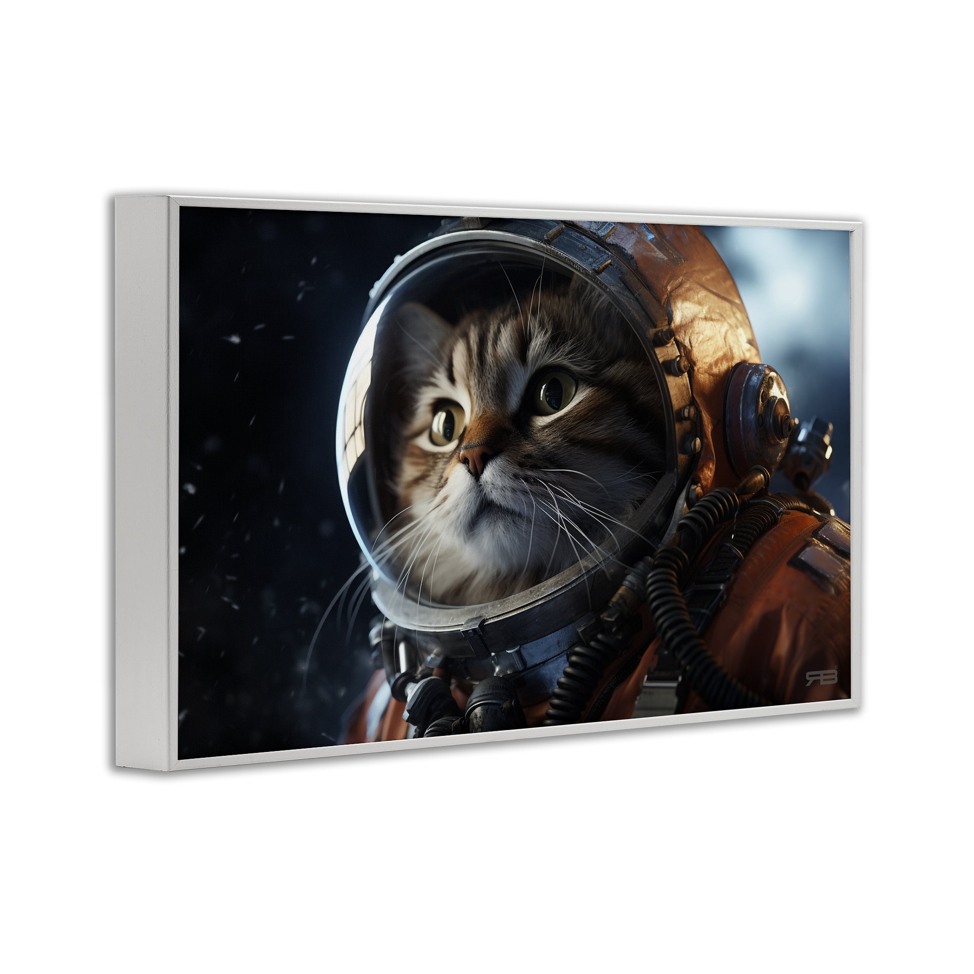 Stupell Industries Astronaut Cat in Space Animals & Insects Painting White Framed Art Print Wall Art, 18 x 12