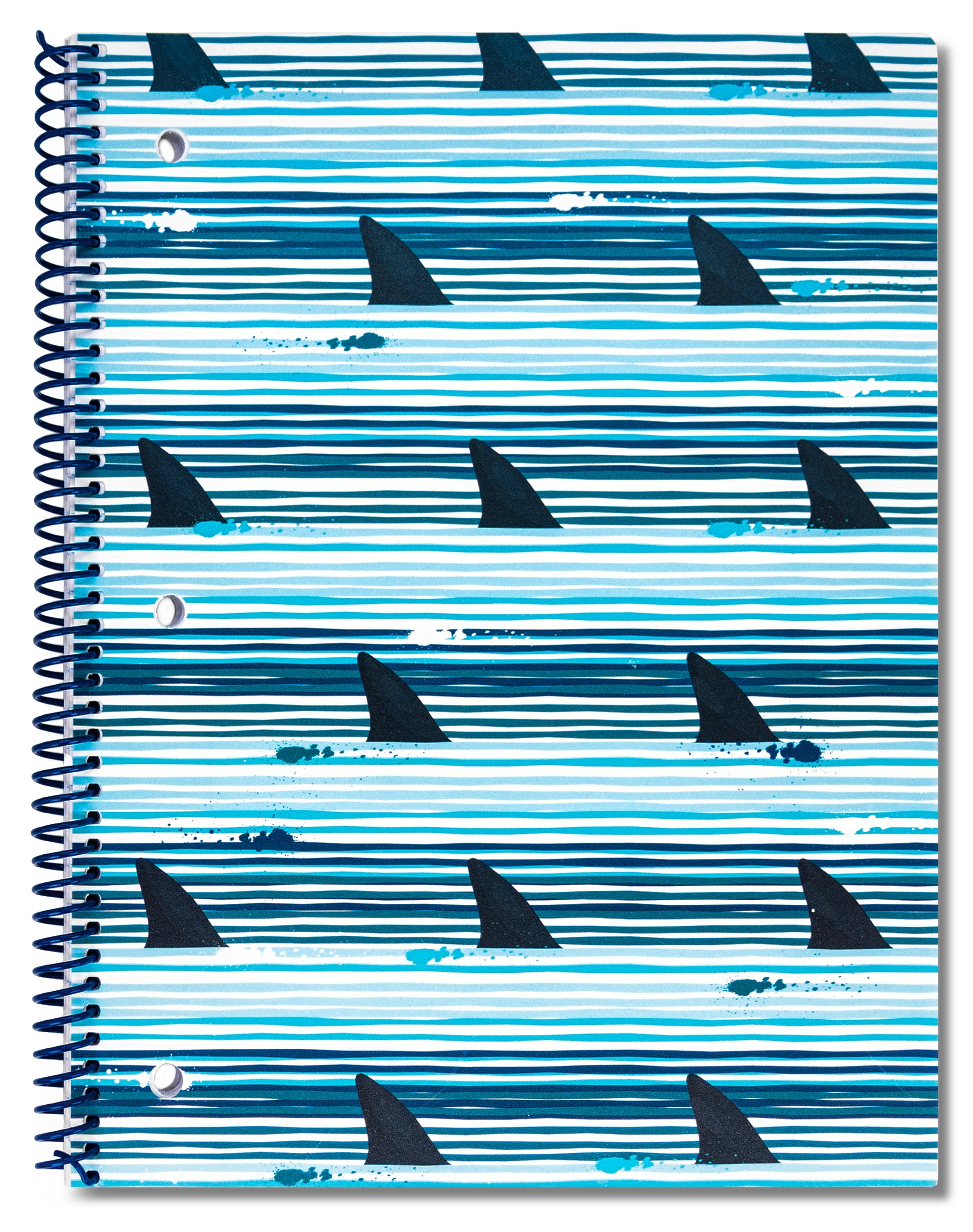 Class Act Stationery Poly 1-Subject Spiral Notebook, 80 WR Sheets, Shark Fins