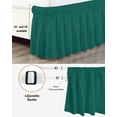 thumbnail image 3 of Aventurine Bed Skirt California King Size 18" Drop Emerald Green Solid Color Ruffled Wrap Around Bed Skirts Adjustable Elastic Bedskirt Dust Ruffle for California King Size Bed, 3 of 7