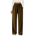 thumbnail image 1 of Timegard Lounge Pants for Women Elastic High Waist Straight Leg Ruched Loose Trousers Solid Color, 1 of 8