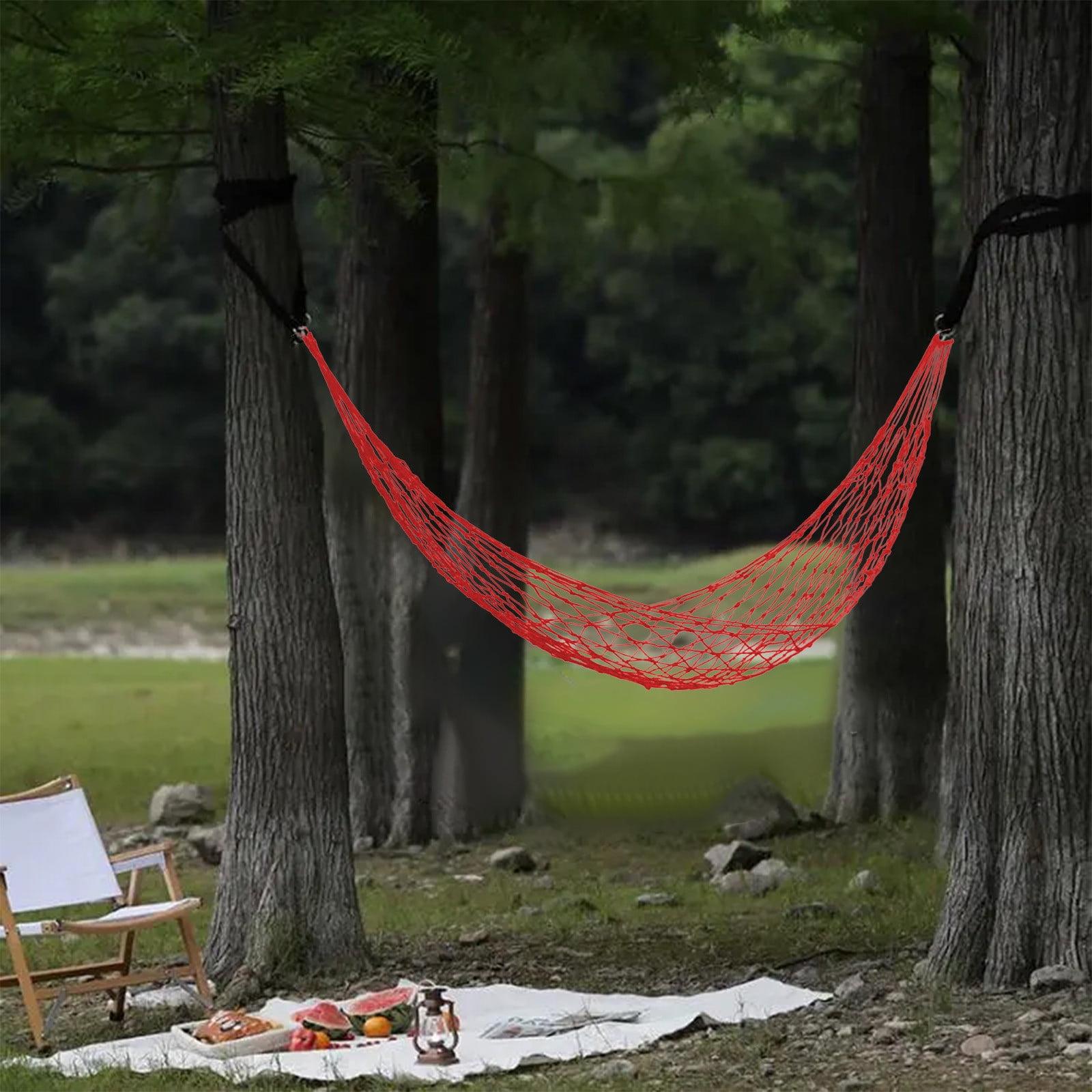 Pxyqht Travel Hammock Outdoor Nylon Camping Bed Lightweight Portable Mesh Sleeping Sling for Garden Beach Hiking Trekking Relaxation