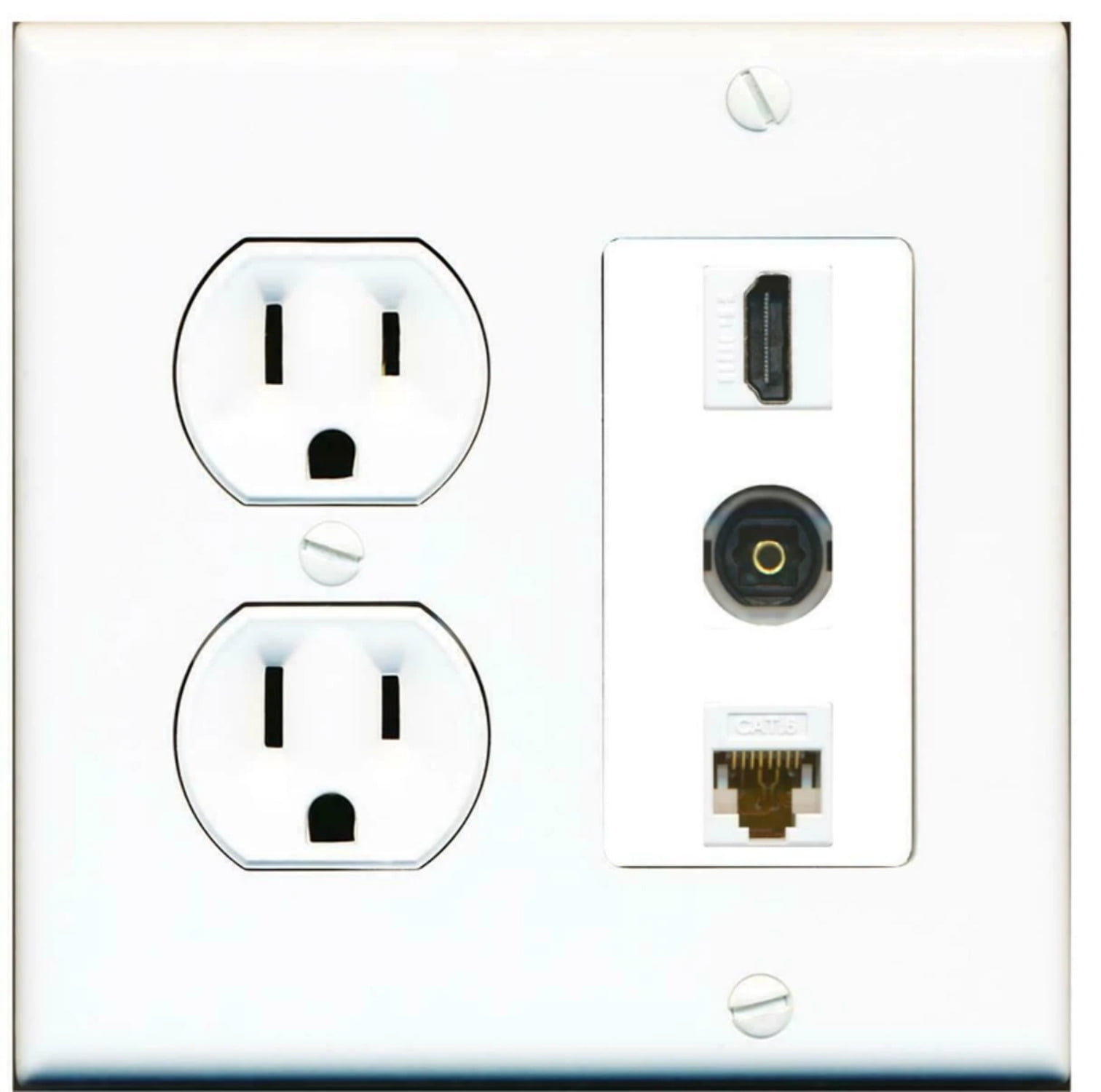 Ultra Spec Cables 15 Amp Round Power Outlet 1 Port HDMI 1 Toslink 1