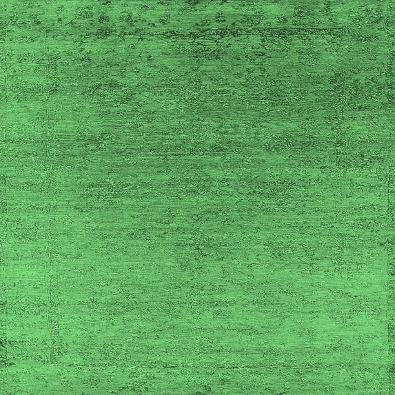 Ahgly Company Indoor Square Oriental Emerald Green Industrial Area Rugs, 8' Square