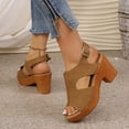 thumbnail image 4 of Samdudou Women Thick Sole Sandals Open Toe Wedge Heel Sandals Summer Casual Dressy Slingback Chunky Block Heel Slide Shoes Outdoor Walking Vacation Beach Daily Wear, 4 of 9