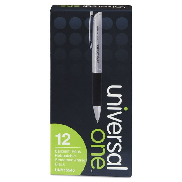 UNIVERSAL Advanced Ink Retractable Ballpoint Pen Black Ink Silver 1mm