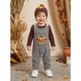 thumbnail image 5 of Cjfdfy Newborn Baby Boy Girl Thanksgiving Turkey Fall Outfit My First Thanksgiving Fall Winter Outfit Long Sleeve Ribbed Romper Turkey Embroidery Plaid Overalls Hat 3Pcs Set Little Turkey Clothes, 5 of 9