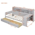 thumbnail image 3 of Twin Size Wooden Daybed with Storage Shelves, Multi-functional Bed Frame with Two Storage Drawers and Study Desk, Daybed Sofa Bed for Bedroom Space-Saving, 3 of 7