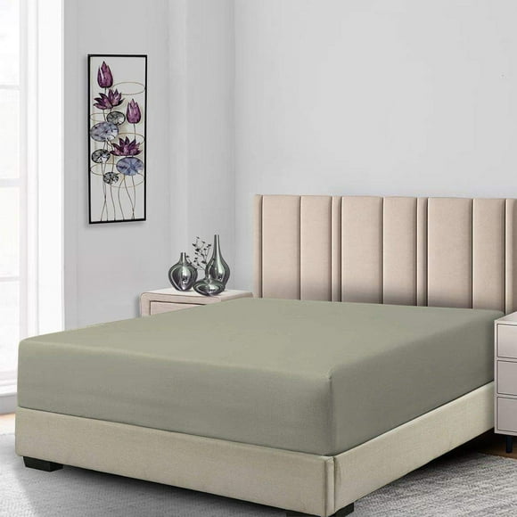Royal Bedding Silky Soft Cotton Blend Fitted Sheet, 650 Thread Count, Wrinkle Free Fitted-Sheet, 100% Cotton-Poly Blend Fitted, Top-Split-King : Adjustable Split Top King, Sage