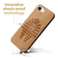 thumbnail image 3 of Case Yard Wooden Case Outside Soft TPU Silicone, Slim Fit Shockproof Wood Protective Phone Cover for Girls Boys Men and Women, Supports Wireless Charging Pharaoh Head Design case for iPhone-SE, 3 of 7